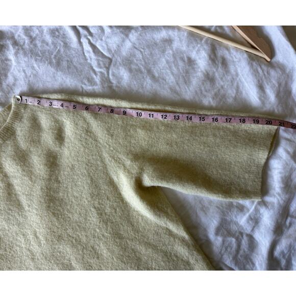 Bianco & Blu Women's Large Wool Yellow Sweater Cropped Sleeve Italy Spring - Picture 7 of 7